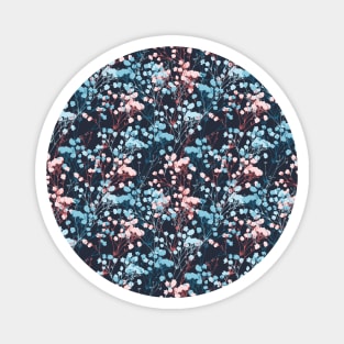 Spring Pink and Blue Floral Plant Pattern Magnet